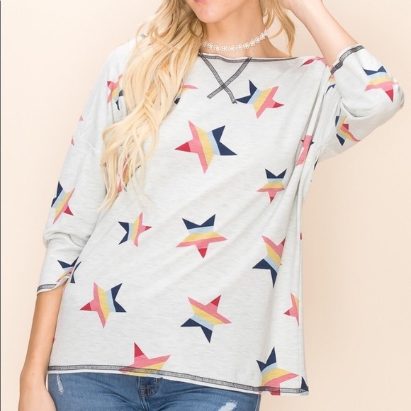boutique Tops - Boutique 3/4 slv star pullover, sz 3x runs tight
